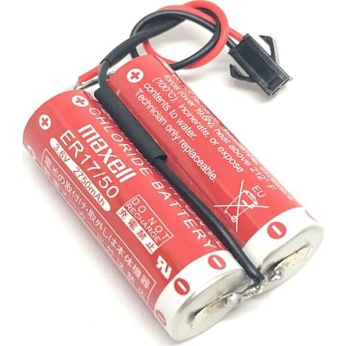 Genuine 3.6V 5500MAH Maxell ER17/50 PLC Industrial Control Battery Lithium Thionyl Chloride Batteries Pack with black connector