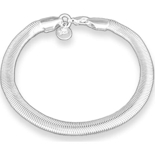 Punk Flat Snake Chain Bangles Bracelet For Man Women Classic Silvery Cuff Jewelry girl Gift Dropshipping Wholesale 6mm Width