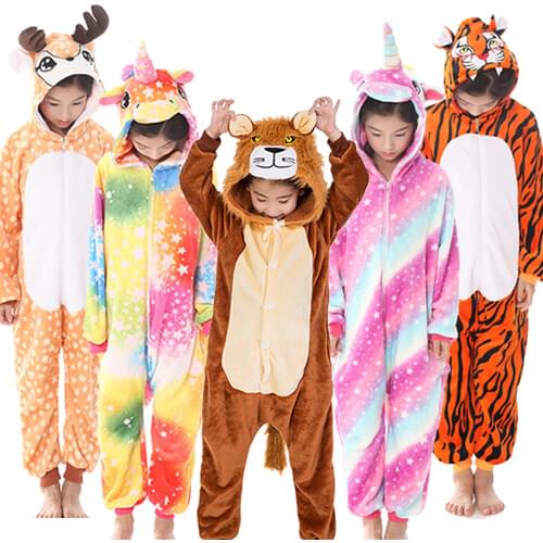 Kigurumi Onesie Kids Unicorn Pajamas For Children Animal Cartoon Blanket Sleepers Baby Costume Winter Boy Girl Licorne Jumspuit
