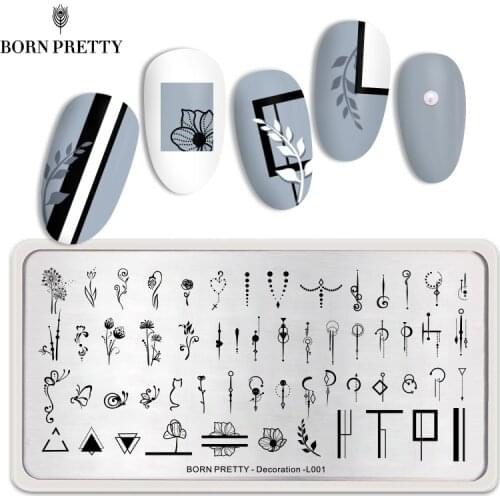 BORN PRETTY Rectangle Nail Stamping Plates Flower Butterfly Mixed Pattern Nail Art Image Design Tools Stamp Template Stencil
