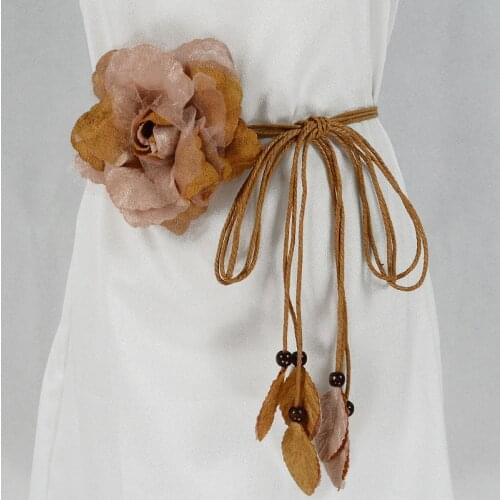 Women Fashion Flower String Tassel Waist Belts for Dresses Knot Female Ladies All-match Waistband Femme