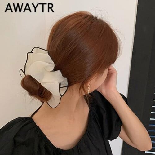 AWAYTR Organza Scrunchies Giant Large Intestine Circle Oversized Mesh Scrunchies Girl Hairband Hair Ties Ponytail Holder Headwea