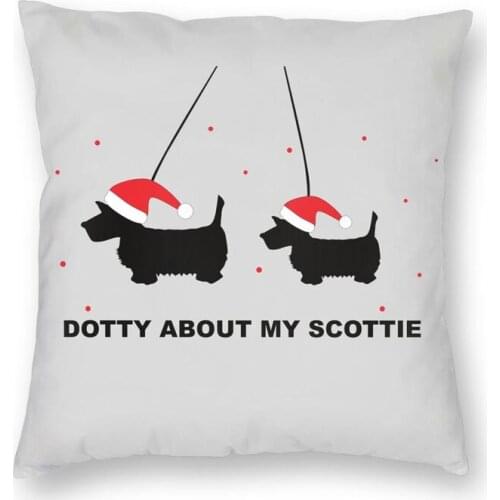 Xmas Scottish Terriers In Santa Hats Cushion Cover 40x40cm Home Decorative Printing Throw Pillow Case for Car Two Side