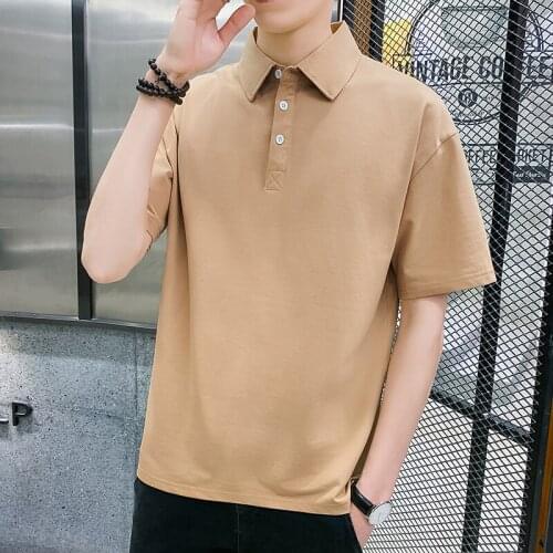 New polo Shirt Men Youth Fashion Classic Solid Color Tee Shirt Men Turn-down Collar Men Fashion
