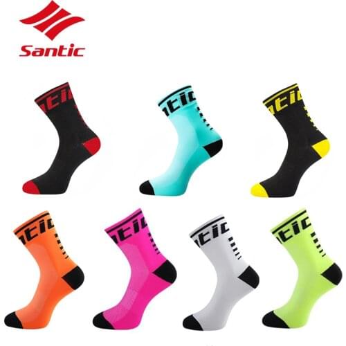 Santic Men Women Cycling Socks Anti-sweat Outdoor Sports Running Basketball Sport Socks Bicycle Bike Socks Calcetines Ciclismo