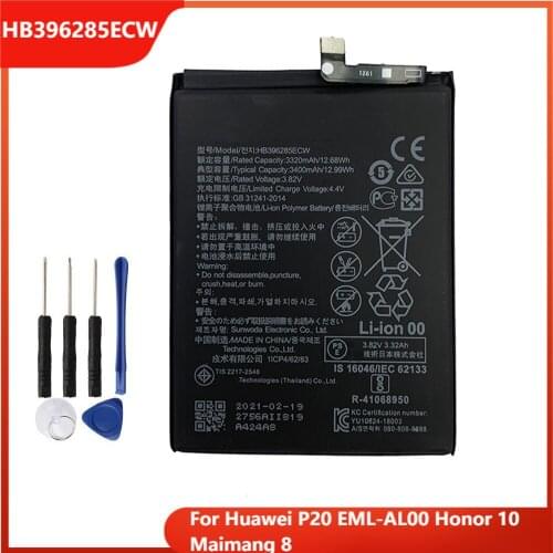 Original Replacement Phone Battery HB396285ECW For Huawei P20 EML-AL00 Honor 10 Maimang 8 3400mAh With Free Tools