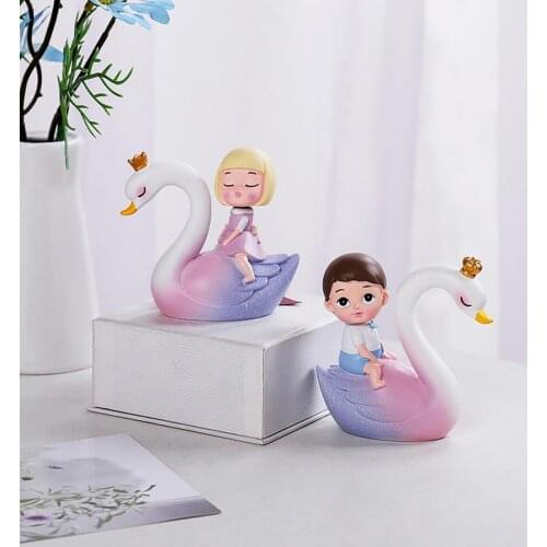Resin 2Pcs/Set Practical Creative Swan Couple Cake Decoration Exquisite Swan Decor Graceful for Party
