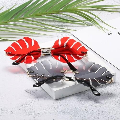 Fashion Steampunk Vintage Leaves Sunglasses Women Leaf Trend Mirror Rimless Sun Glasses Frameless Punk Eyeglasses Driver Goggles