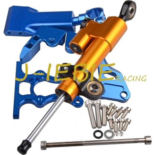 CNC Steering Damper Stabilizer and Blue Bracket Mounting For Yamaha MT07 FZ07 2014-2017 2015 2016