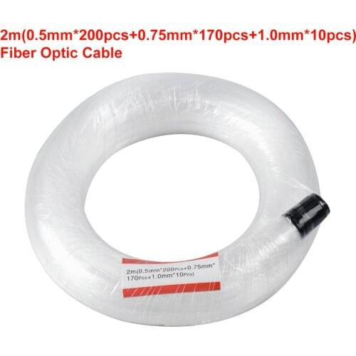 2M(0.5mm*200PCS+0.75m*170PCS+1.0mm*10PCS) End Glow Fiber Optic Light PMMA Plastic Cable