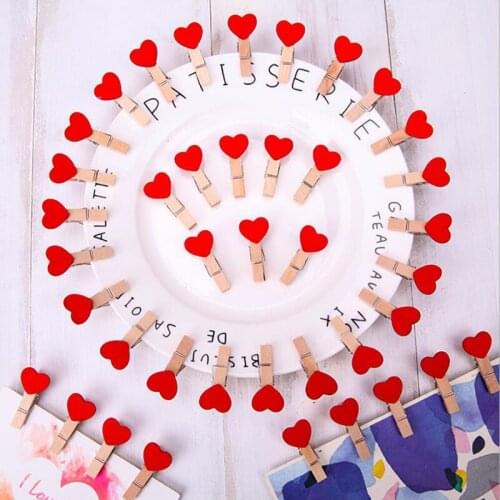 10PCS/Lot Handcraft Photo Clip Family Bachelor Party Decoration Clip 3.5cm Mini Romantic Love Heart-shaped Wooden Clip