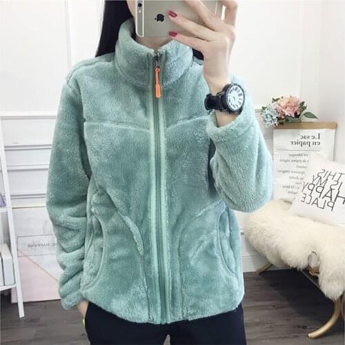 Women Reversible Short Jacket Stand Collar Zipper Fleece Autumn Winter Warm Coat Plus Size Both Side Wear Female Plush Jackets
