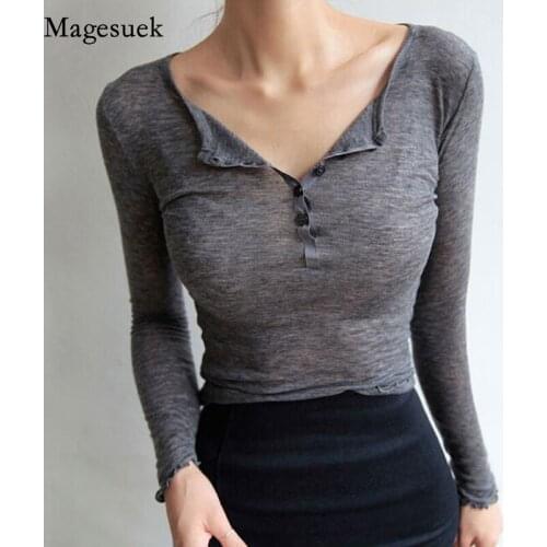 Long Sleeve Sexy T Shirt Women Spring Summer Fashion Female Tshirts Tops High Quality Casual Tees Shirt Solid Ropa Mujer 13964