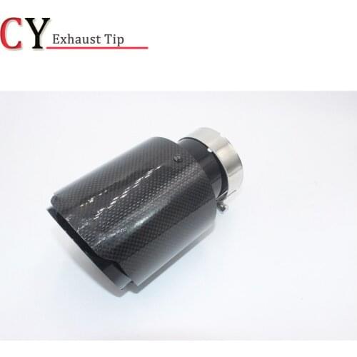 1 Piece Glossy Carbon Fiber Black Stainless Steel Universal Car Exhaust Muffler For Any Car