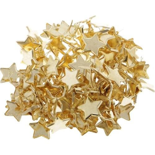 100pcs Star Metal Brads Paper Fastener For Kids Cardmaking Scrapbook Gold