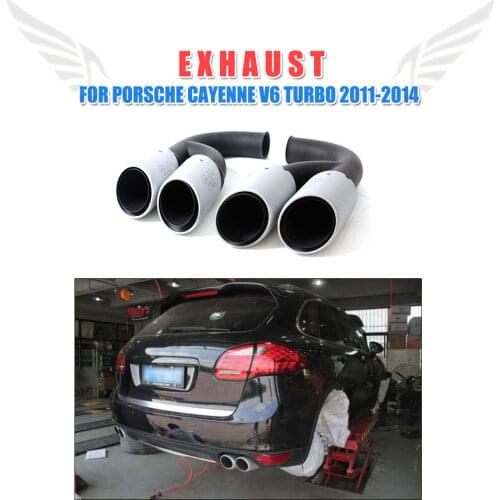 2PCS/Set Engine Stainless Steel Back Quad Exhaust Muffler Tips Fit for Porsche Cayenne V6 Turbo 2011-2014