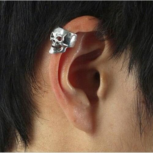 2pcs/pair Vintage Antique Ear Cuff Punk Small Hollow Skull Charm Clip Earrings Jewelry