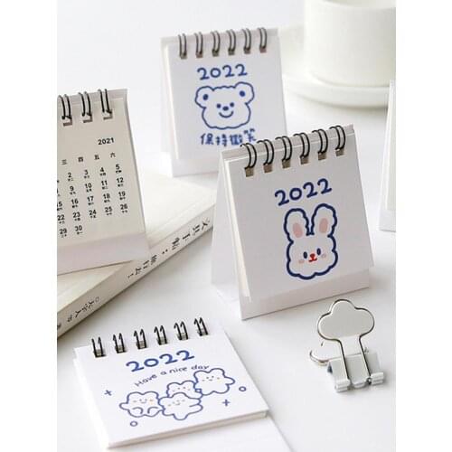 2022 Cute Mini Desk Calendar Yearly Agenda Organizer Notepad Daily Schedule Table Planner Ecoration Stationery School Supplies
