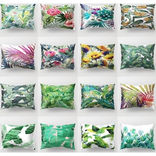 50*30cm Pillow Cover Spring Leaf-green Plant Rectangular Back Cushion Furniture Car Seat Decoration Home Sofa Decor