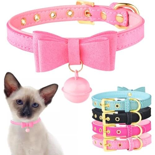 Accessories Bells Kitten Cat Collars Christmas Collar Cute Bow Tie & Bell Rose Red Pink Light blue Puppy Small Dog Adjustable