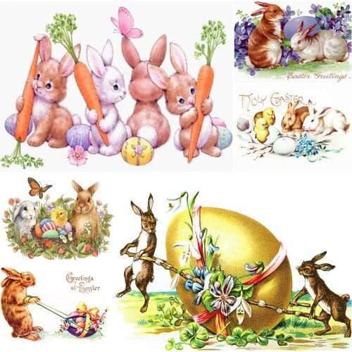 5D DIY Diamond Mosaic Rabbit Rhinestones Diamond Painting Easter Bunny Full Square Embroidery Cartoon Cross Stitch Handicraft