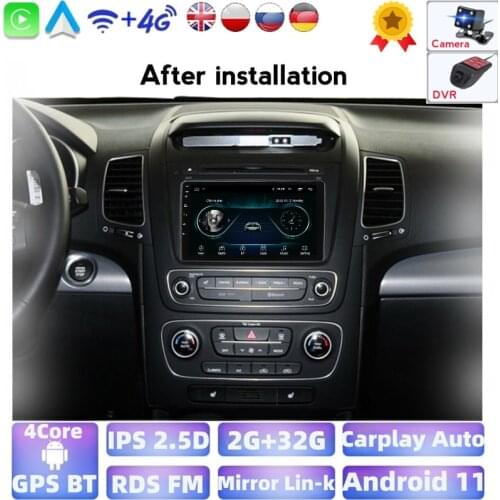 Android 11 With Steering Wheel Control Car Radio Multimidia Video Player GPS For Kia Sorento 2013 2014 Carplay WiFi Russian BT