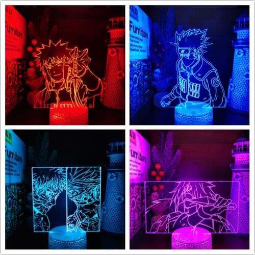 Anime Naruto 3d Illusion Lamp Hatake Kakashi Uchiha Madara Uchiha Obito Led Night Light Bedroom Decor Table Lamp Kids Manga Gift