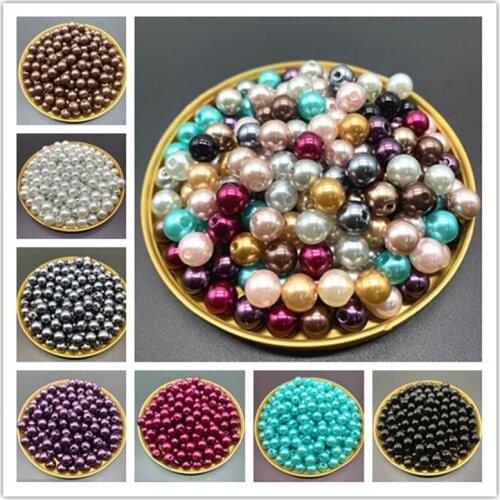 Wholesale 8mm 50pcs Imitation Pearls Round Beads DIY Bracelet Earrings Charms Necklace Beads For Jewelry Making