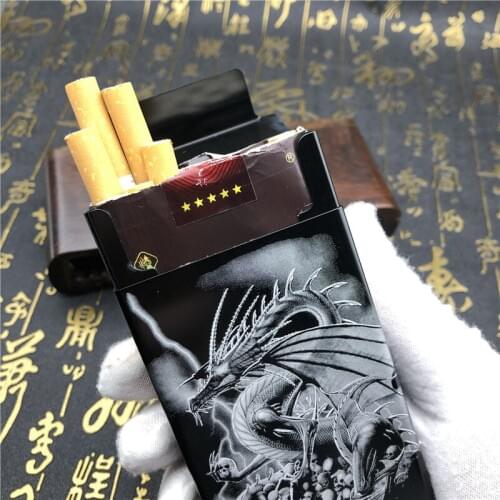 Alalinong N68 DIY Aluminium Alloy Metal Cigarette Case Beast Totem Cigarette Box Smoking Accessories Mens Gift