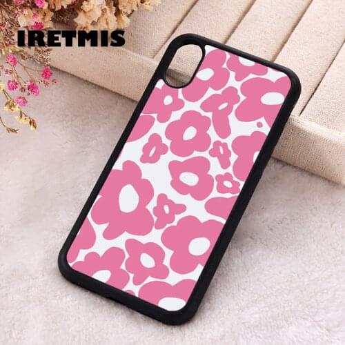 Iretmis 5 5S SE Phone Cover Case for iPhone 6 6S 7 8 Plus X Xs XR 11 12 Mini Pro Max Rubber Silicone Hippy Flowers Swirl Pink