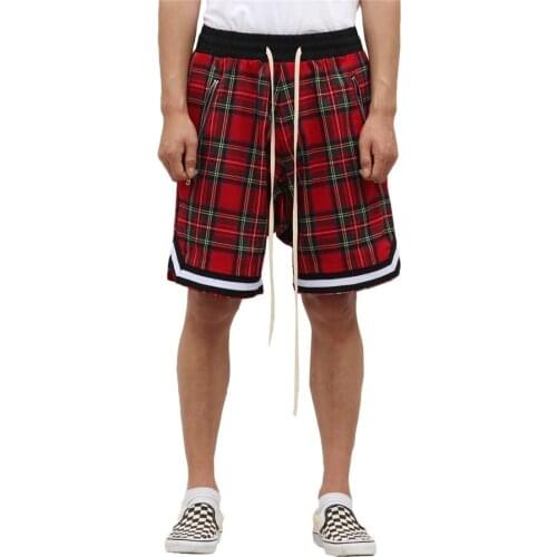 Black fog street black/RED big and tall urban clothing sweatpants justin bieber zipper harem summer scottish plaid Shorts
