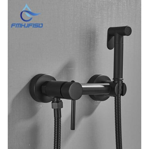 Black Bidet Faucet Brass Shower Tap Washer Mixer Muslim Cold and Hot Adjustable Install Shower Sprayer Head High Pressure