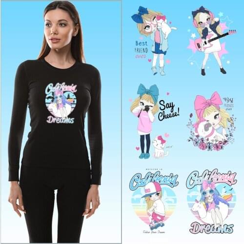 Four-dimensional girl Thermal transfer printing Thermal Stickers Applique on Clothes Heat Transfer PVC Patch