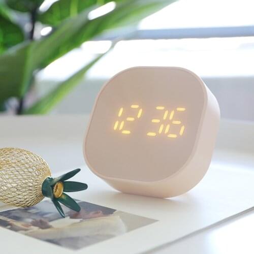 Digital Wall Clock Square Small Alarm Clock with Magnetic Luminous Mute Led Multifunctional Digital Table Clock Light Thermomete