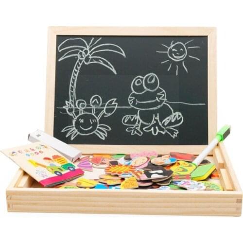 Wooden Children Animal Puzzle Writing Magnetic Drawing For Kids Education Multifunction Toys Board Learning Blackboard T1G1