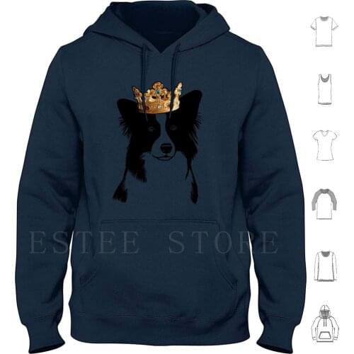 Border Collie Dog Wearing Crown Hoodies Long Sleeve Miller Sye Border Collie Border Collie Border Collie Lover Border