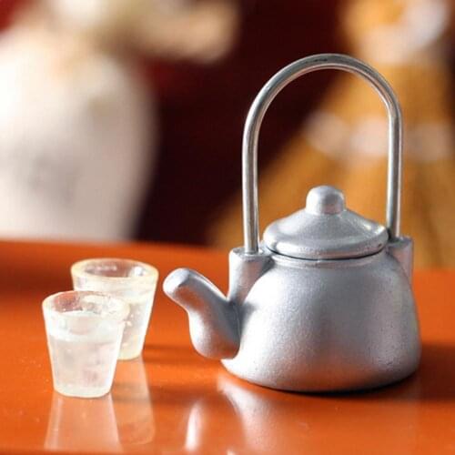 Dollhouse Mini Vintage Kettle Cup Miniature Food Play Scene Kitchen Tools Gift Children Education Toys For Kids Birthday Gift