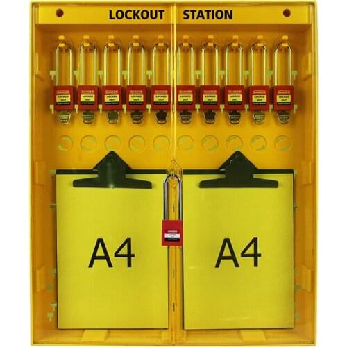 Lockey Large Plastic PC Insulation Wall Mounted Safety Combined Lockout Station with Writing Boards Padlock