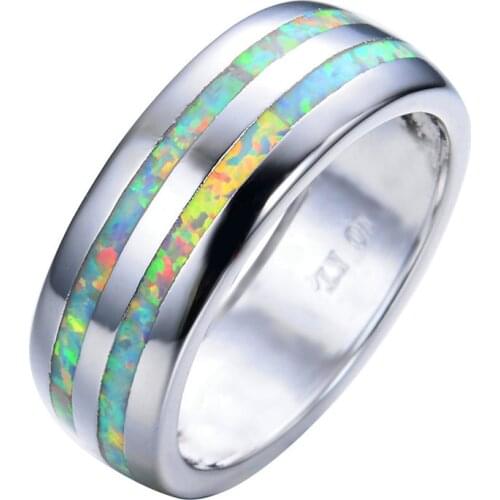 Minimalist Female Geometric Opal Stone Ring Dainty Silver Color Big Wedding Rings For Women Trendy Bridal White Engagement Ring