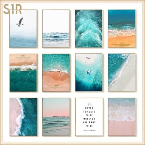 Sea Cactus Coconut Boat Alphabet Scenery In Northern Europe Bedroom Decor Vintage Room Decor Wall Paintings Living Room