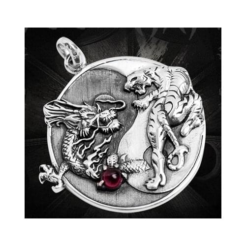 S925 Sterling Silver Mens Faucet Pendant Vintage Thai Silver Mens Dragon Necklace Pendant Free Shipping