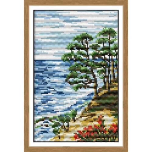 Riverside scenery cross-stitch kit big tree by the river 14ct 11ct needlework set printed cloth embroidery DIY home decoration