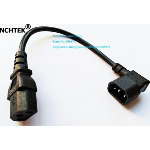 NCHTEK Right Angled IEC 320 C14 Male to C13 Female Cord,C14 to C13 Power Extension Cable For PDU UPS 30CM/Free Shipping/2PCS