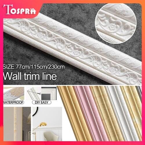 2021 New 3D Foam Embossed Corner Line Self-adhesive Wall Waist Line Waterproof Decor Wall Sticker Border Wall Edge Strip