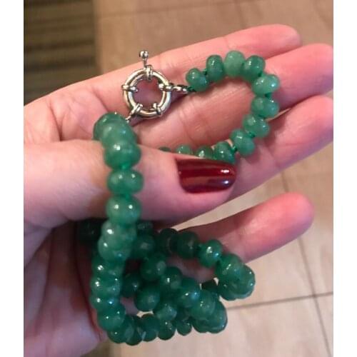 New Faceted 5x8mm Green Emerald Roundel Beads Necklace 17inch