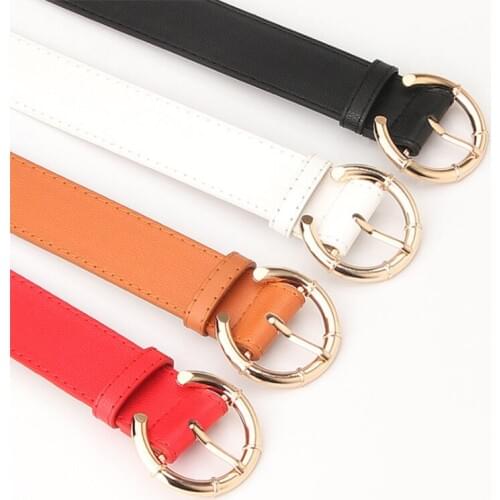 [CKMN] Womens High Quality Alloy Round Genuine Leather Belt Ladies Simple Cute Belt Fashion Adjustable Ladies Dress Jeans Belts