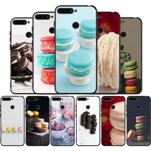 Dessert ice cream Macaron Food black Silicone Phone Case For Huawei honor 30 20 Pro 8 8X 9 10 20 Lite Mate 10 20 30 Lite Pro