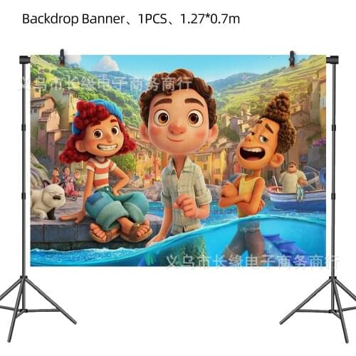 Disney Pixar Luca Alberto Sea Monster Birthday Background Anime Figure Child Cartoon Party Kids Photocall Prop Decoration