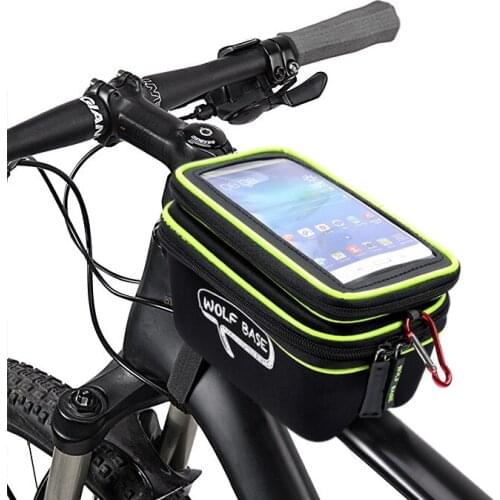 WOLFBASE Cycling Bag Bicycle Bike Head Tube Handlebar Cell Mobile Phone Bag Case Holder Screen Phone Mount Bag Touch Screen 2021