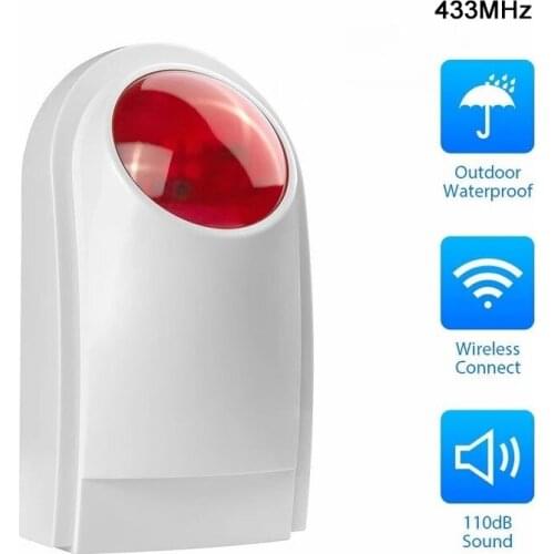 433MHz Outdoor Waterproof Wireless Siren Flash Light 110dB Horn Work with Alarm System Host,Security Detector,Alarm Sensor